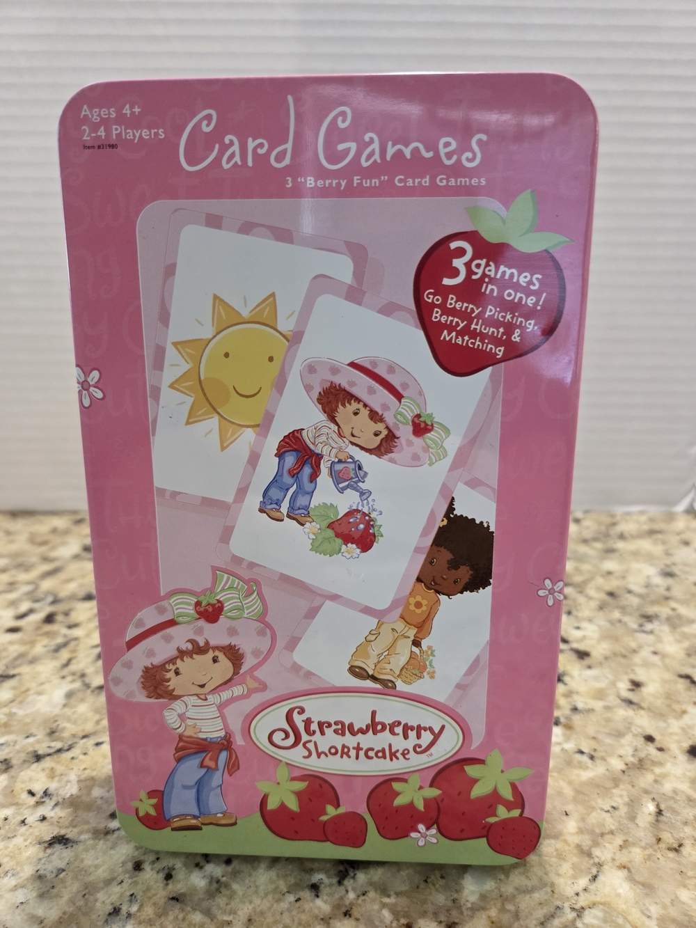 Strawberry Shortcake Rose Art Card Games In Tin 2004 Vintage Matching 3 In 1
